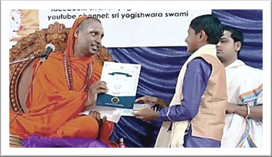 A student being honoured with a scholarship